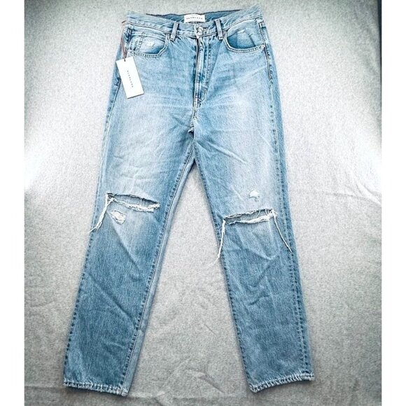 SLVRLAKE Denim - Slvrlake Sierra High Rise Distressed Jeans Straight Leg Valley of Fire Size 29